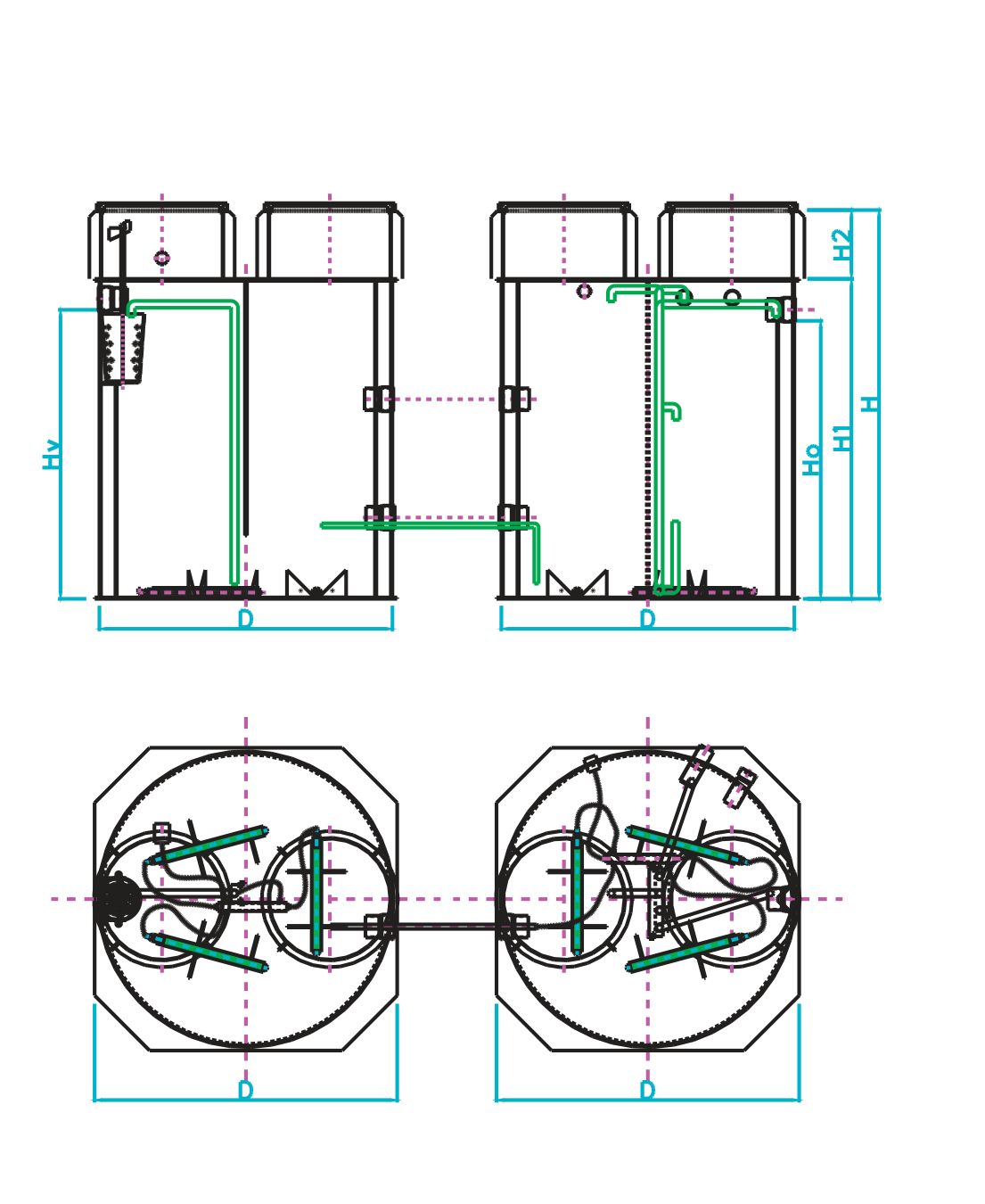 AS-MONOcomp 50–70 PE – teknisk ritning med dimensioner